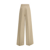 Beige Cotton Casual Pants